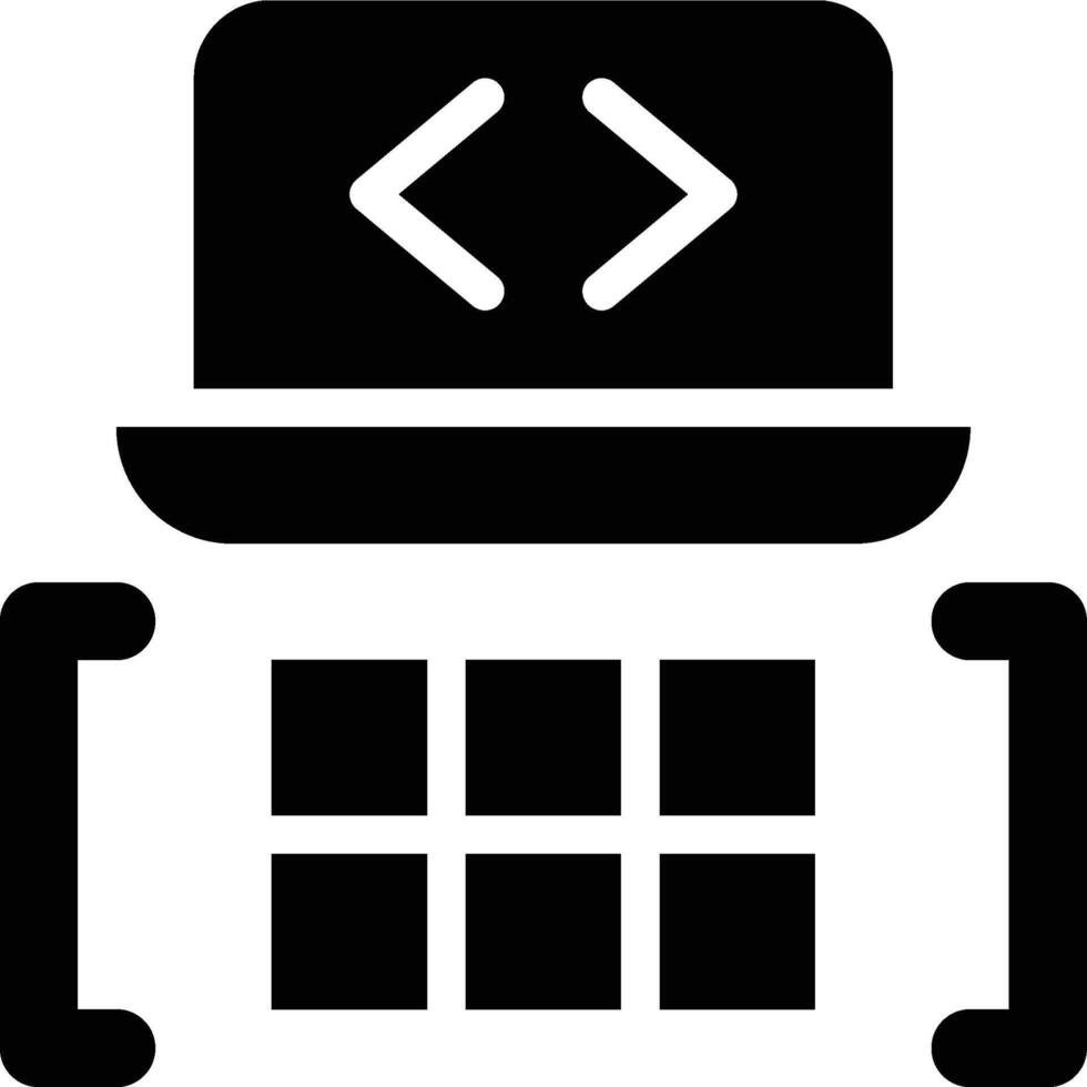 2d Array, Two Dimensional, Array Glyph Solid Icon vector