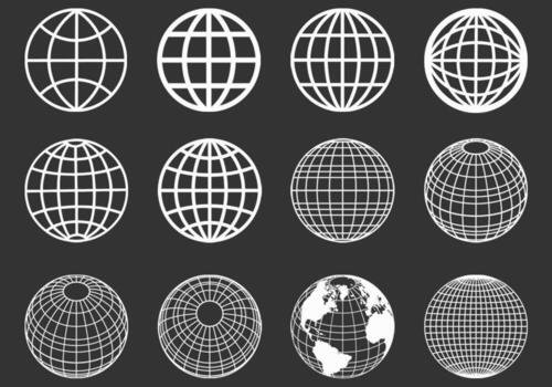 Outlined Globes Spheres Vector Set
