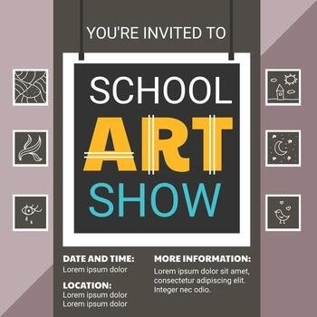 School Art Show Flyer Template vector