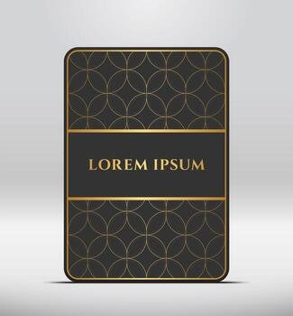 Elegant premium look. Dark gray card shape with golden pattern. Vector illustration.
