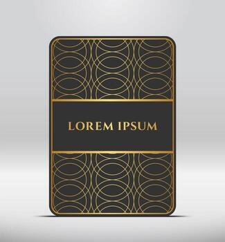 Elegant premium look. Dark gray card shape with golden pattern. Vector illustration.