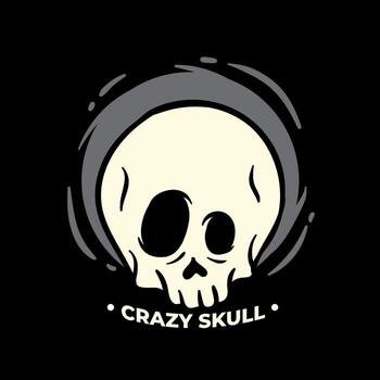 Crazy skull illustration design vector