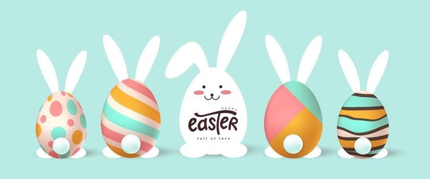 Happy easter banner background vector