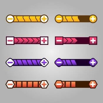 Increase and decrease buttons with power bars vector