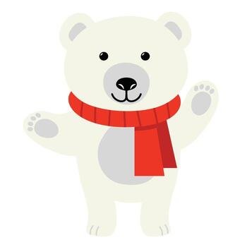 Cute cartoon white polar bear vector