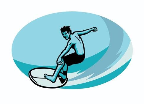 surfer riding waves vector