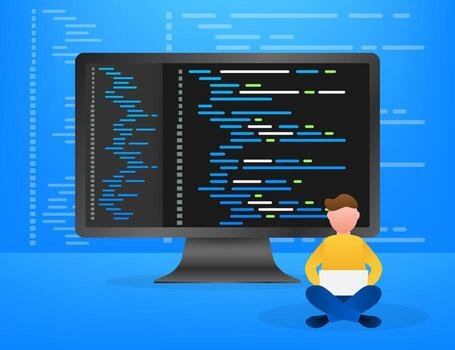 Digital java code text. Computer software coding vector concept. Programming coding script java, digital program code on screen illustration. Vector stock illustration