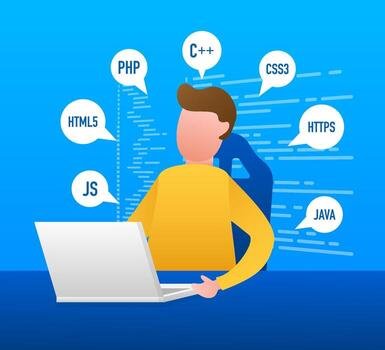 Digital java code text. Computer software coding vector concept. Programming coding script java, digital program code on screen illustration. Vector stock illustration