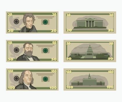 american dollars set vector