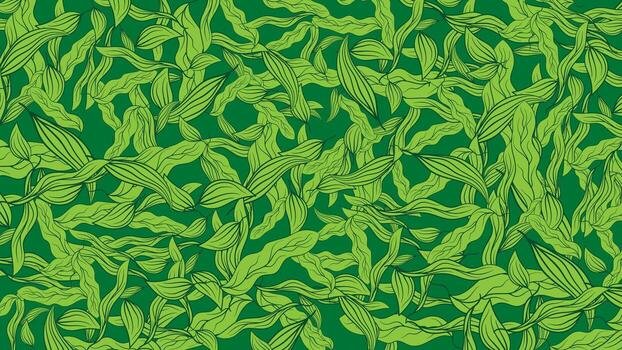 pattern with leaves on a green background. vector