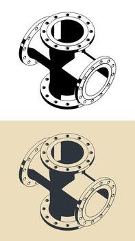 Flanged cross illustrations vector
