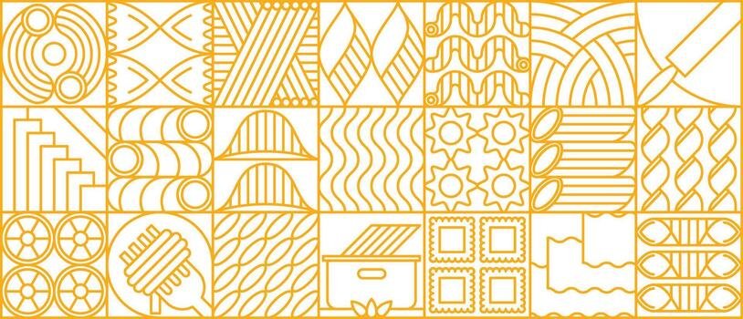 Noodle pasta modern geometric pattern grid vector