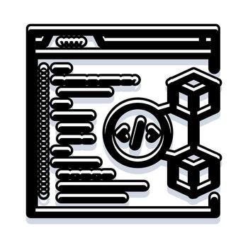 Blockchain coding smart contract development programming icon vector